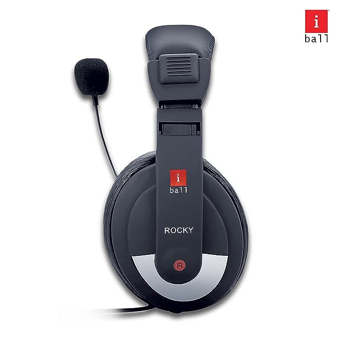 Iball Rocky Wired Over Ear Headphones with Mic (Black) Iball Rocky Wired Over Ear Headphones with Mic (Black)